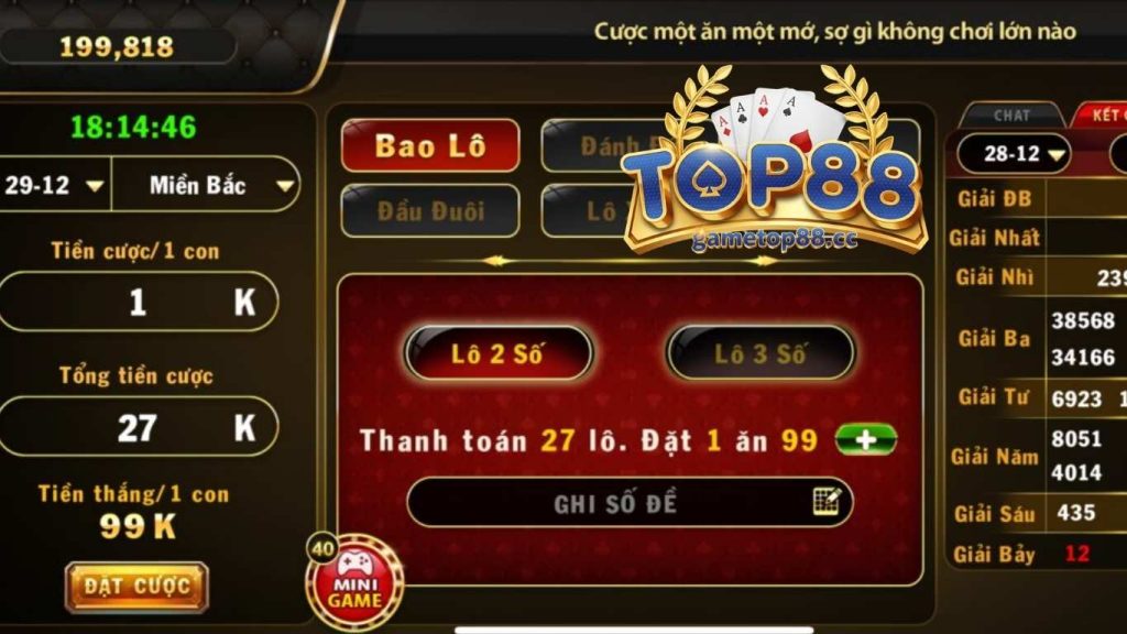 Khái quát sảnh chơi lô đề Top88